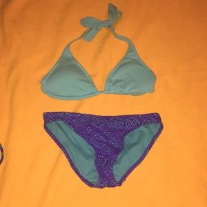 Teal and purple bikini